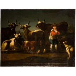 Pastorcillo con vacas, Italia, hacia 1800