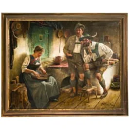 《农舍中的齐特琴演奏者》，Maximilian Wachsmuth（Laßrönne 1859–1912 慕尼黑），约1900年