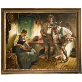 «عازفة القانون في غرفة ريفية»، ماكسيميليان فاكسموت (لاسرونه 1859–1912 ميونخ)، نحو 1900