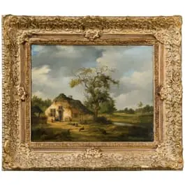 «منظر ريفي هولندي مع مزرعة»، يان سيمون فوديغل (أمستردام 1820 – 1862 أمستردام)، منسوب