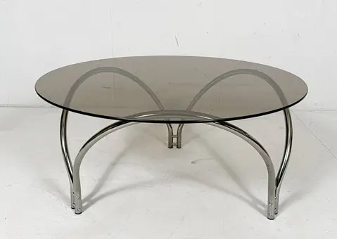 Mesa de centro de mediados de siglo, cromada, Alemania, años 1970.