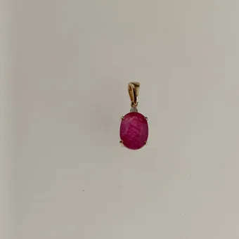 红宝石/钻石吊坠 - 585 黄金，椭圆形约 2,03 ct.
