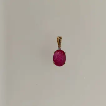 Colgante de rubí y diamante - oro amarillo 585, ovalado aprox. 2,03 ct.