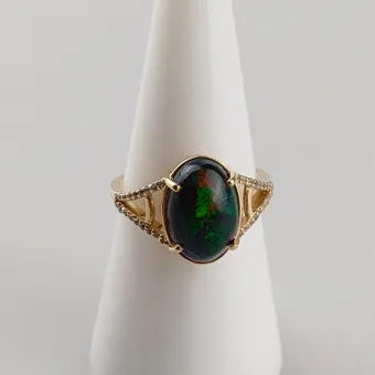 欧泊 - 钻石戒指 - 585 黄金,约 2,91 ct。