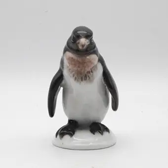 Rosenthal-posliinifiguuri pingviini, käsinmaalattu, K. Himmelstoss, 1950-luku.