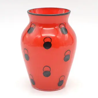 DAGOBERT PECHE (1887-1923). Muotoilumaljakko, lasi, emaloitu, Glashütte Lötzille, 1915.