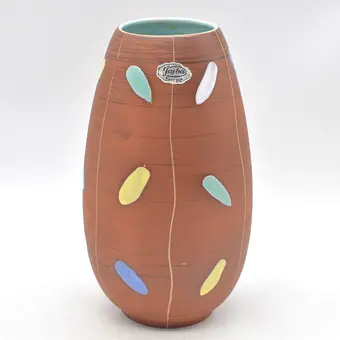 JASBA KERAMIK，设计师花瓶，手绘，德国，约1950年，带工作室标签。
