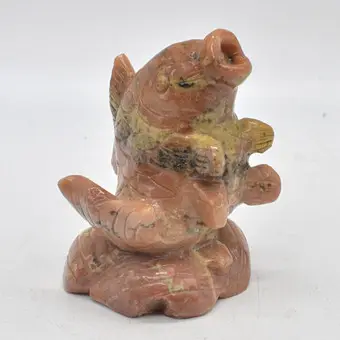日本雕塑，锦鲤，皂石，手工雕刻，约1900年