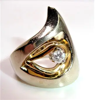 Anillo de diseño oro 750 0,15 ct brillante, pieza única.