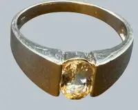 Ring i sølv 925 med gul, facetteret sten, størrelse 66, 4,27 gr