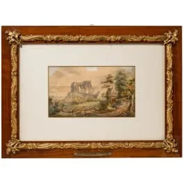 „Landschaft mit Schafherde und Stadtanlage“, 1. Hälfte 19. Jhdt.
