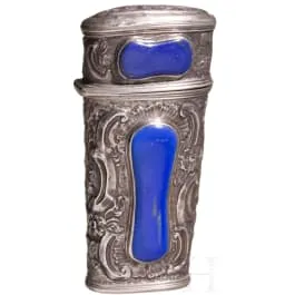 Silbernes Reisenecessaire mit Lapislazuli, wohl deutsch, spätes 18. Jhdt.