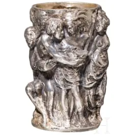 Massiver Silberpokal mit Szene aus der kalydonischen Eberjagd, 20. Jhdt.