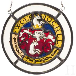Vitrail aux armoiries « Wolff Jochell », allemand, 17e siècle