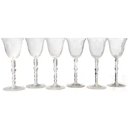 Six verres à pied, Angleterre, pour le marché hollandais, 2e moitié du 18e siècle