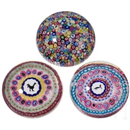 三个千花玻璃镇纸,Baccarat,1971-1974