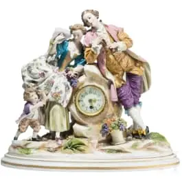 Pendule en porcelaine figurine, Aelteste Volkstedter Porzellanmanufaktur, 20e s.
