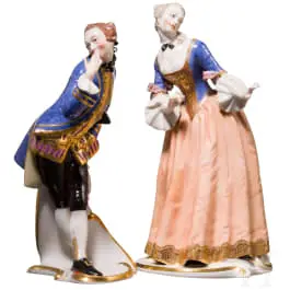 „Isabella” și „Octavio” din Commedia dell'arte, Franz Anton Bustelli, cca 1760 (schiță), Nymphenburg, sec. XX
