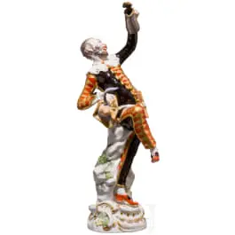 Harlequin cu cană cu capac, Johann Joachim Kaendler, 1764 (model), Meissen, sec. XX (execuție)