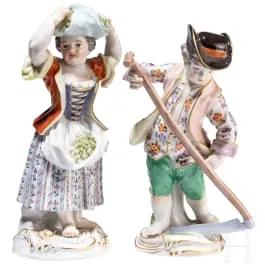 两个园丁儿童作为配对，Johann Joachim Kaendler，约1750年（设计），Meissen，20世纪（制作）