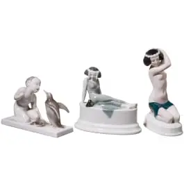 Tri figure Rosenthal „Ariadna”, „Kralj žaba” i „Zavist kruha”, 1915.-1930.