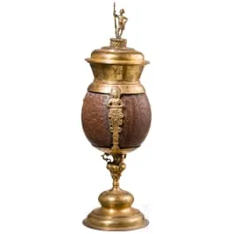 Coconut cup with fire-gilt copper mount, South German, first half 17th century