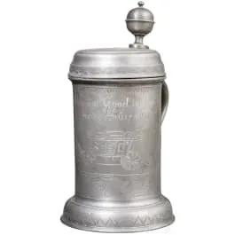 Gravírozott ón lakodalmi kanna, Drezda, 1775