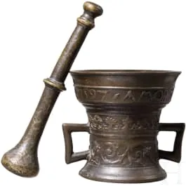 Bronzemørtel, værksted Wegewart, Deventer (NL), dateret 1597