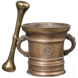 Stor morter med delfinhåndtag, værksted Georg Schellener, Bozen ca. 1660/70