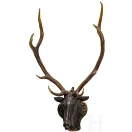 Trophée de tête de cerf baroque, allemand, 18e siècle