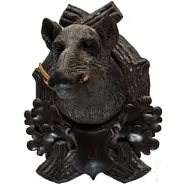 Rezbareni trofej glave divlje svinje, Berchtesgaden, oko 1880.