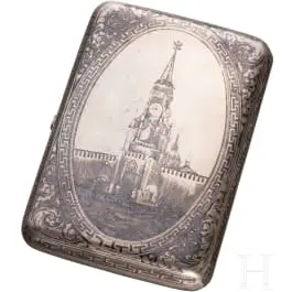 Srebrna kutija s niellom i motivom Kremlja, Rusija, Moskva, 1896