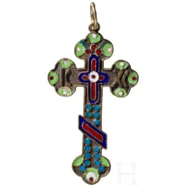 Pendentif croix avec émail, Russie, 1896-1908