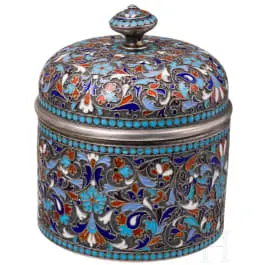 Pudełko z pokrywką cloisonné, Rosja, Moskwa, Gustav Klingert, 1896-1908