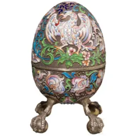 Großes Cloisonné-Email-Ei mit Drachen, Russland, 2. Hälfte des 20. Jhdts.