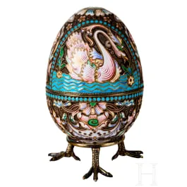 Ou cloisonné cu lebede, Rusia, a doua jumătate a sec. XX