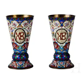 Dva cloisonné smaltované poháry, Rusko, 2. polovina 20. století