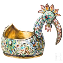 Kovș cloisonné emailat în formă de pasăre, Rusia, a doua jumătate a sec. XX