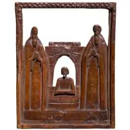 दो संतों वाला नक्काशीदार आइकन, संभवतः बुल्गारिया, 19वीं सदी