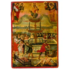 Ikon med Guds mor «livgivende kilde», Hellas, omkring 1800