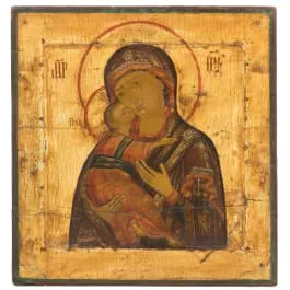 弗拉基米尔圣母像（Vladimirskaya），俄罗斯，约1800年