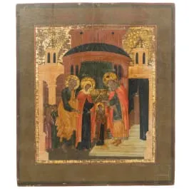 Ikone mit der Gottesmutter "Einführung in den Tempel", Russland, 19. Jhdt.