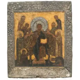 Erweiterte Deesis mit Silberbasma, Russland, Ende 17. Jhdt.