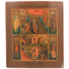 Mehrfelderikone mit dem Propheten Elias, Russland, 19. Jhdt.
