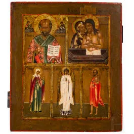 Five-panel icon with the guardian angel, Russia, 19th century