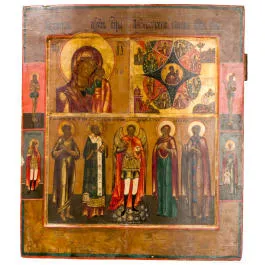 Large three-field icon with the Archangel Michael and Saint Christopher, Russia, 19th century