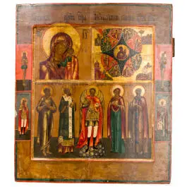 Großformatige Dreifelder-Ikone mit dem Erzengel Michael und dem Heiligen Christophorus, Russland, 19. Jhdt.