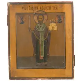 Icoon met Sint-Nicolaas van Mozjajsk, Rusland, 19e eeuw