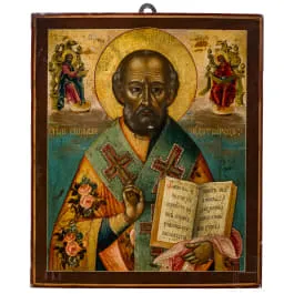 Icône finement peinte avec saint Nicolas de Myre, Russie, 2e moitié du 19e siècle