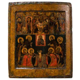 Ikon med fire felt, Russland, 1800-tallet